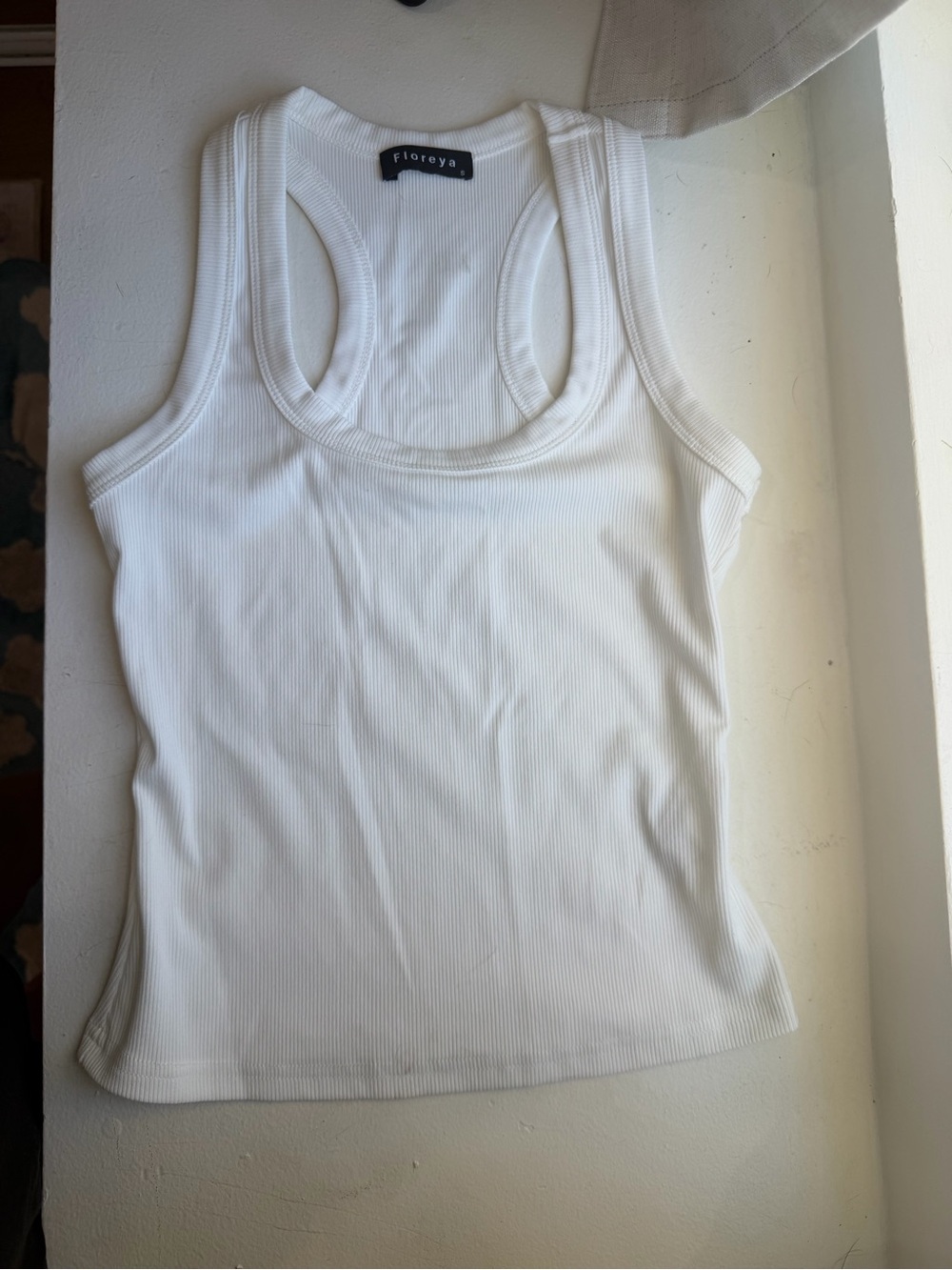 White Ribbed Racerback Tank Top